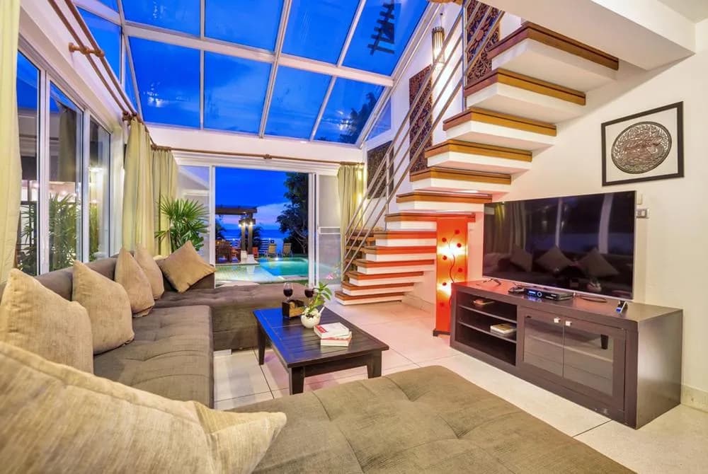 Plenty of lounge space with satellite TV and stereo system